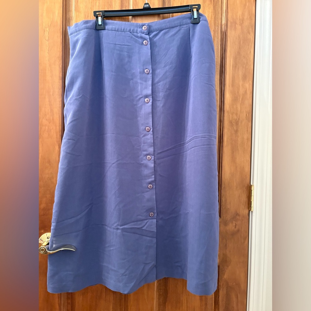 Blue Lilac Midi A-Line Skirt for Casual Wear